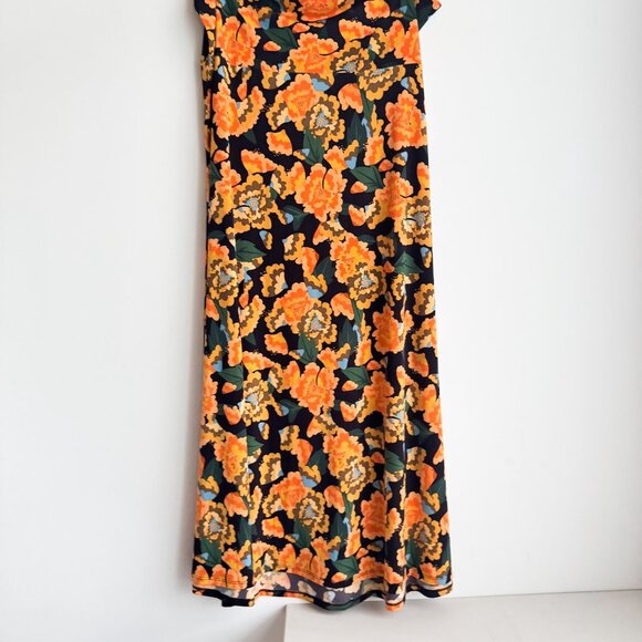 Lularoe Floral Black Orange Maxi Skirt 3XL - Picture 2 of 7